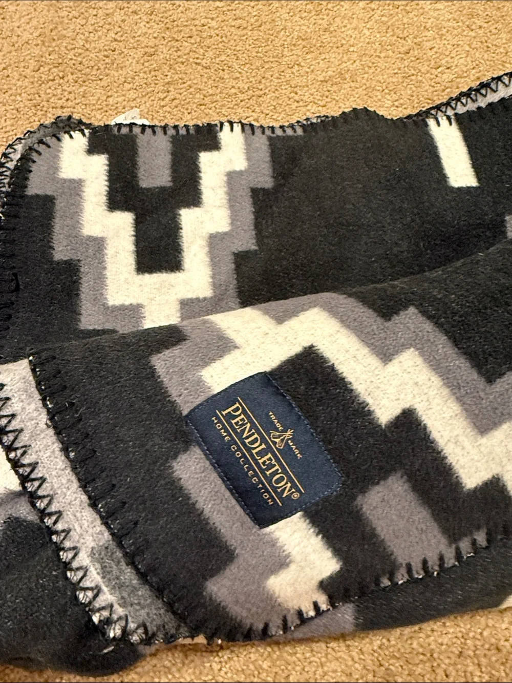 Pendleton Black Gray Cream Geometric  Throw Blanket